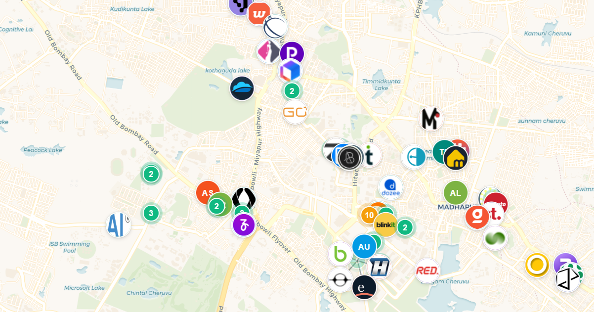 Hyderabad Startup Map